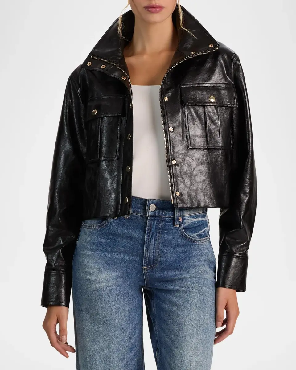 Alice + Olivia James Faux-Leather Cropped Parka | Thumbnail 4