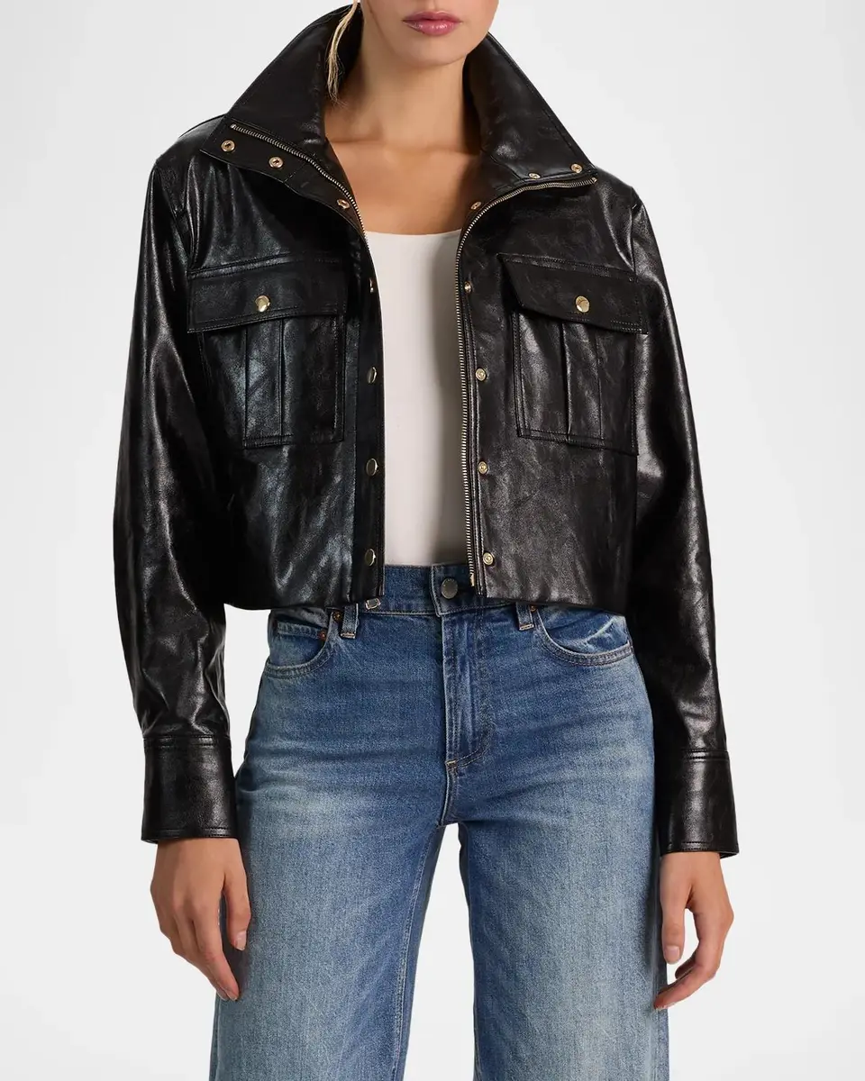Alice + Olivia James Faux-Leather Cropped Parka | Thumbnail 6