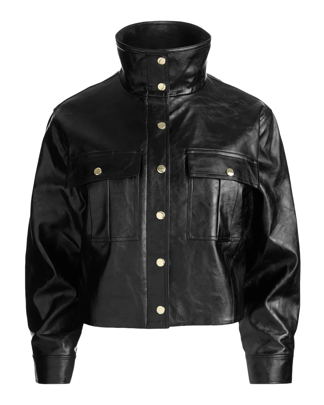James Faux-Leather Cropped Parka James Faux-Leather Cropped Parka
