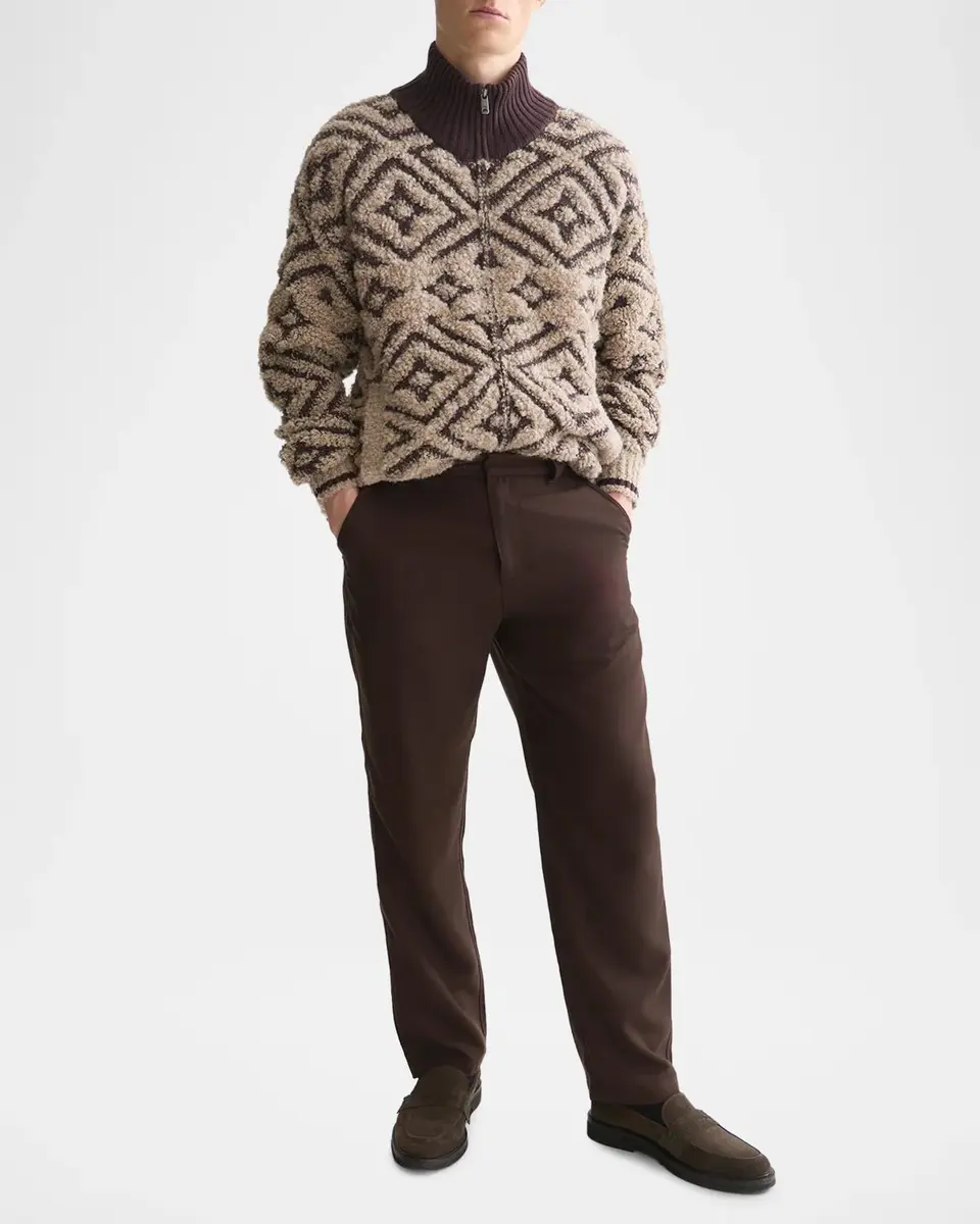 Scotch & Soda Men's Jacquard Wool Zip-Front Sweater | Thumbnail 2 Scotch & Soda Men's Jacquard Wool Zip-Front Sweater | Thumbnail 2