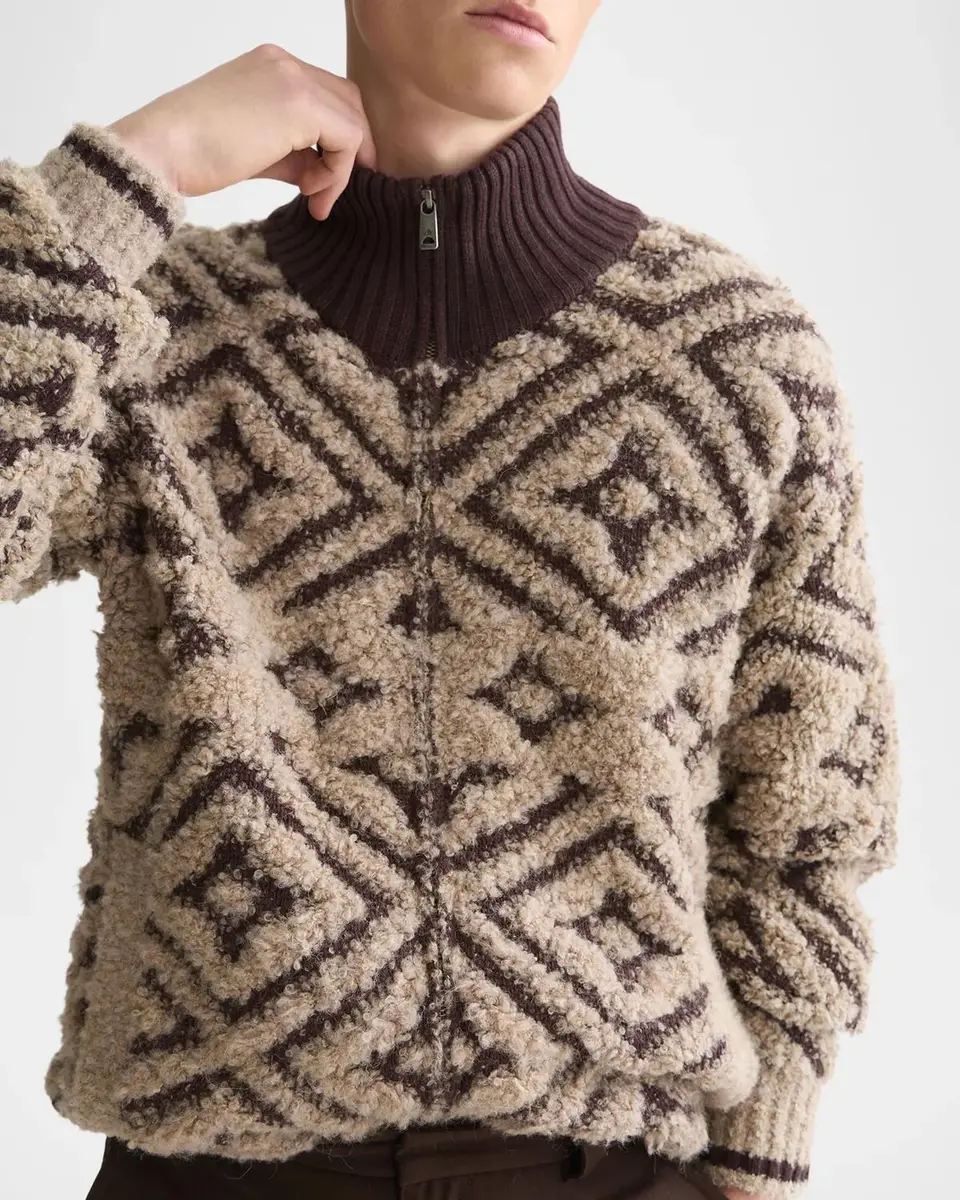 Scotch & Soda Men's Jacquard Wool Zip-Front Sweater | Thumbnail 5 Scotch & Soda Men's Jacquard Wool Zip-Front Sweater | Thumbnail 5