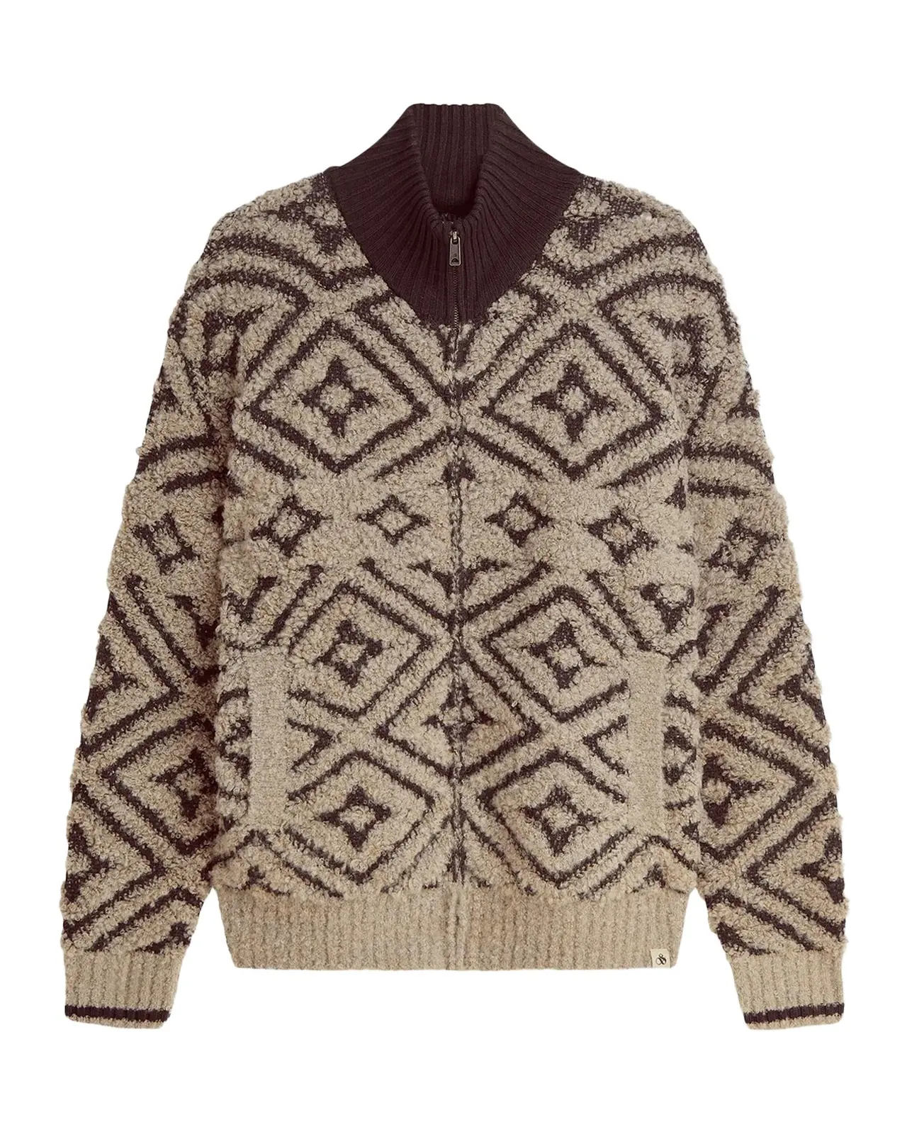 Scotch & Soda Men's Jacquard Wool Zip-Front Sweater