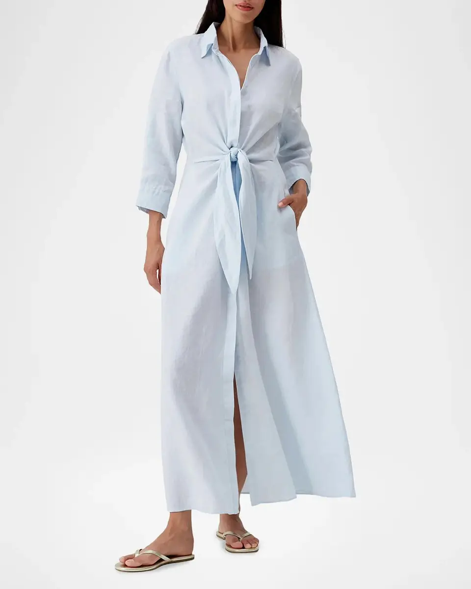 Melissa Odabash Gillian Linen Maxi Shirtdress | Thumbnail 2 Melissa Odabash Gillian Linen Maxi Shirtdress | Thumbnail 2