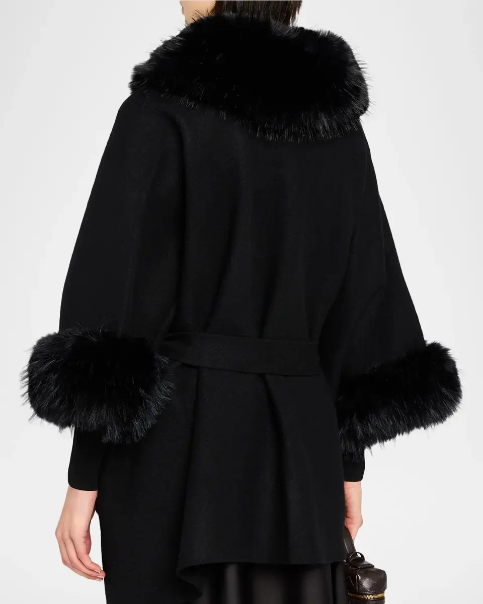 Alice + Olivia Joanne Faux-Fur Trim Wool Sweater Coat | Thumbnail 3 Alice + Olivia Joanne Faux-Fur Trim Wool Sweater Coat | Thumbnail 3