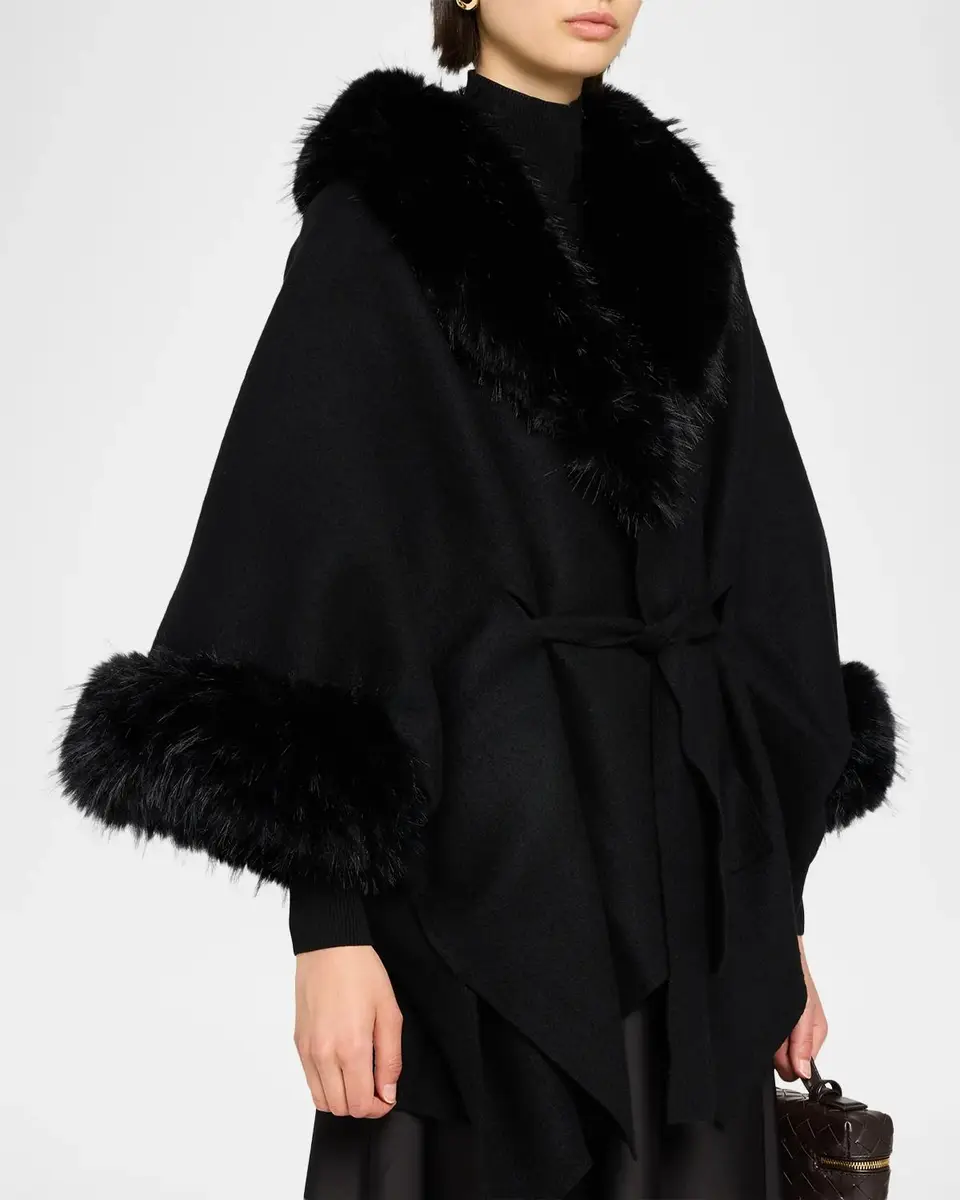 Alice + Olivia Joanne Faux-Fur Trim Wool Sweater Coat | Thumbnail 4 Alice + Olivia Joanne Faux-Fur Trim Wool Sweater Coat | Thumbnail 4