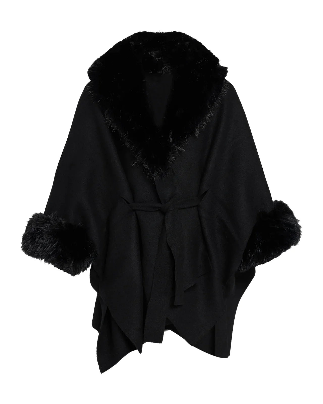 Joanne Faux-Fur Trim Wool Sweater Coat
