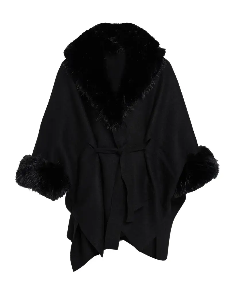 Alice + Olivia Joanne Faux-Fur Trim Wool Sweater Coat