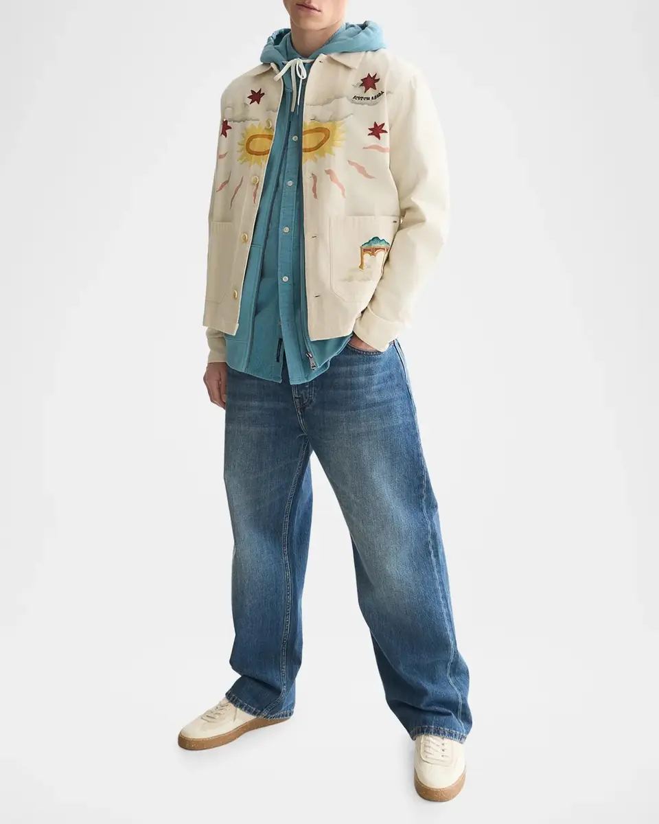Scotch & Soda Men's Printed Point Collar Cotton Overshirt | Thumbnail 2