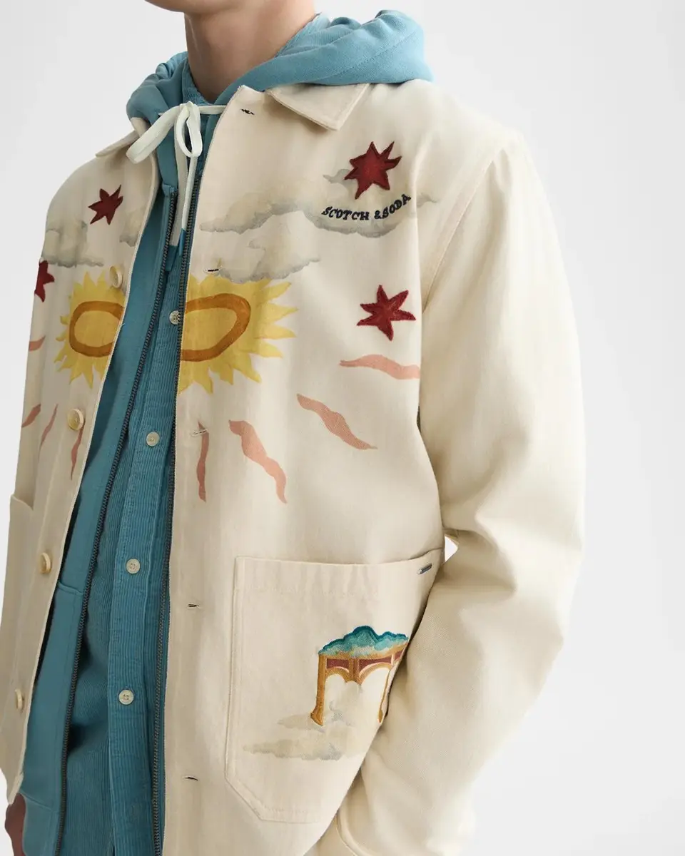 Scotch & Soda Men's Printed Point Collar Cotton Overshirt | Thumbnail 5