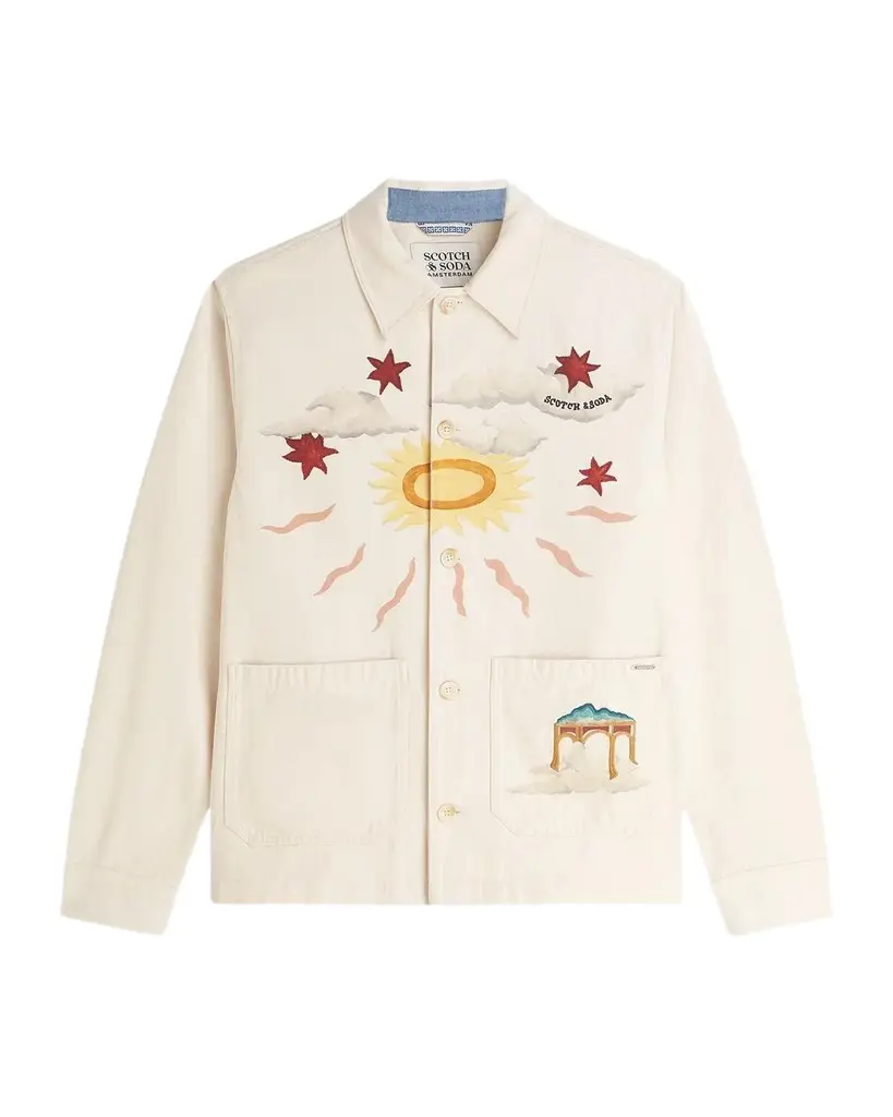 Men's Printed Point Collar Cotton Overshirt Men's Printed Point Collar Cotton Overshirt