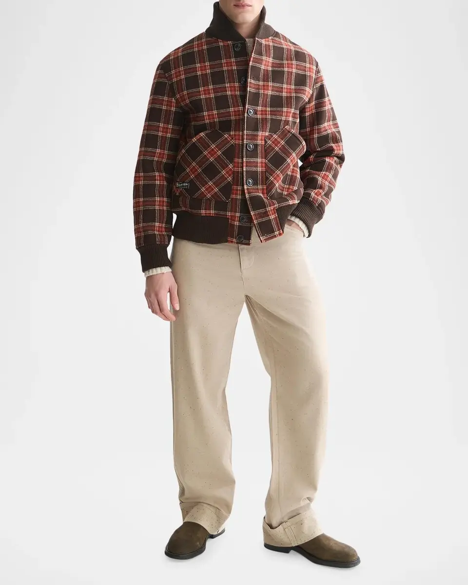 Scotch & Soda Men's Plaid Wool-Blend Bomber Jacket | Thumbnail 2 Scotch & Soda Men's Plaid Wool-Blend Bomber Jacket | Thumbnail 2