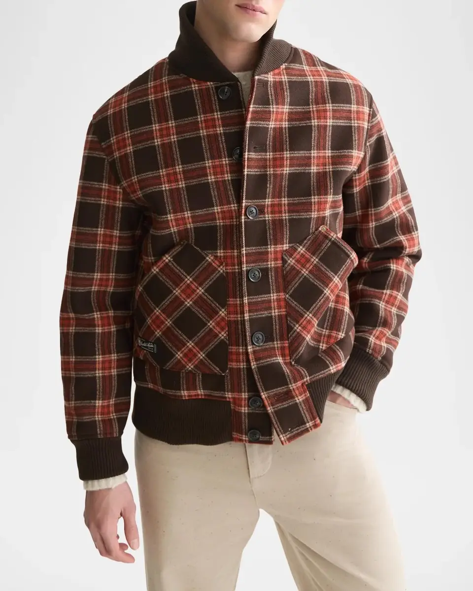 Scotch & Soda Men's Plaid Wool-Blend Bomber Jacket | Thumbnail 4 Scotch & Soda Men's Plaid Wool-Blend Bomber Jacket | Thumbnail 4