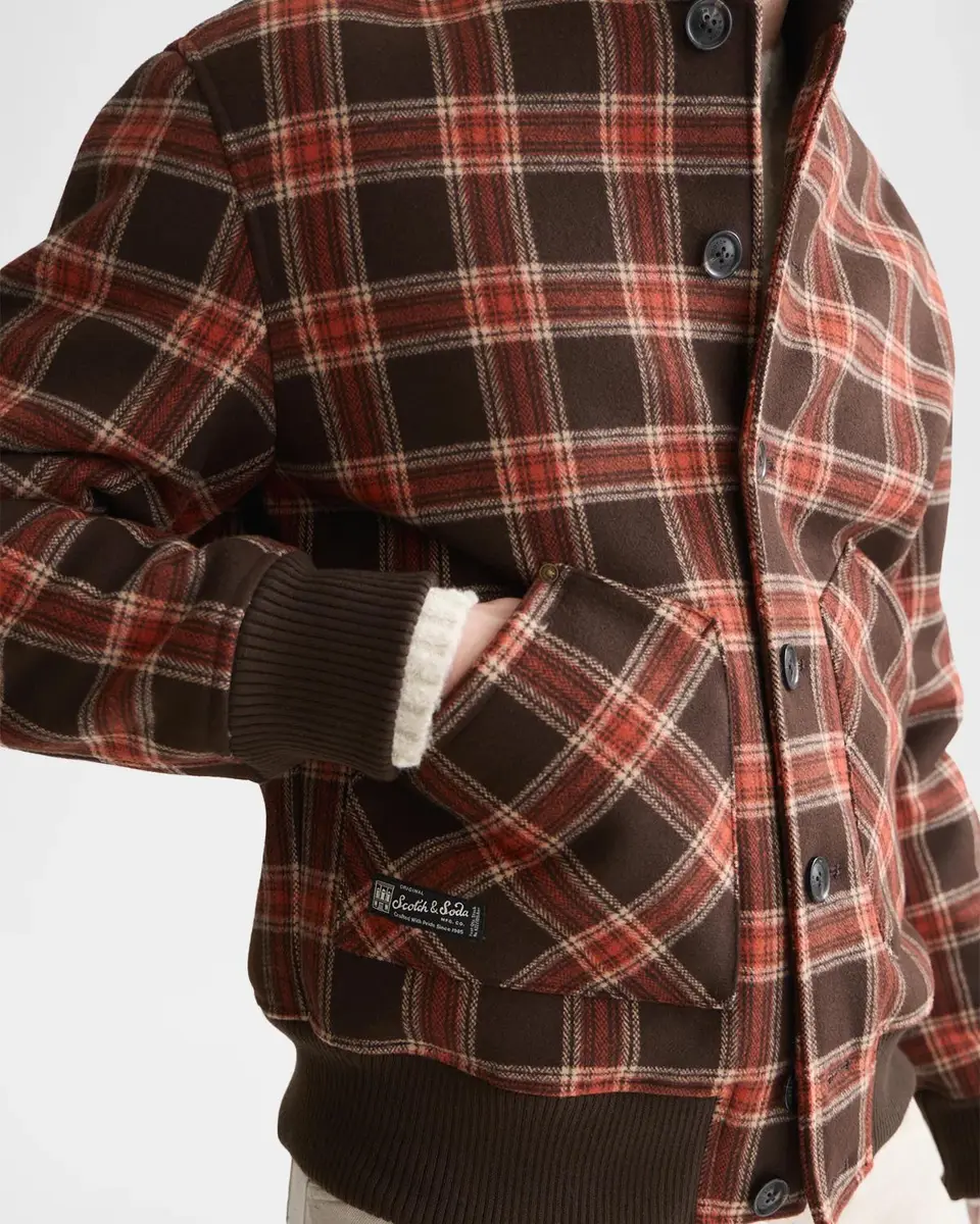 Scotch & Soda Men's Plaid Wool-Blend Bomber Jacket | Thumbnail 5 Scotch & Soda Men's Plaid Wool-Blend Bomber Jacket | Thumbnail 5