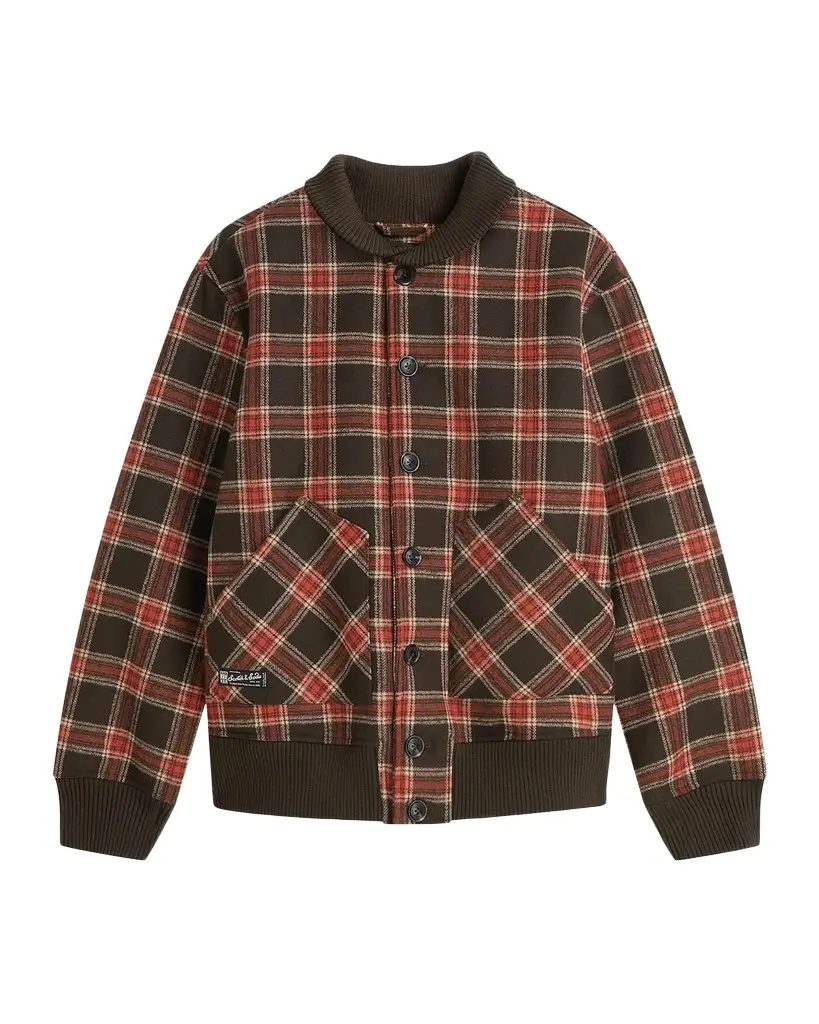Men's Plaid Wool-Blend Bomber Jacket