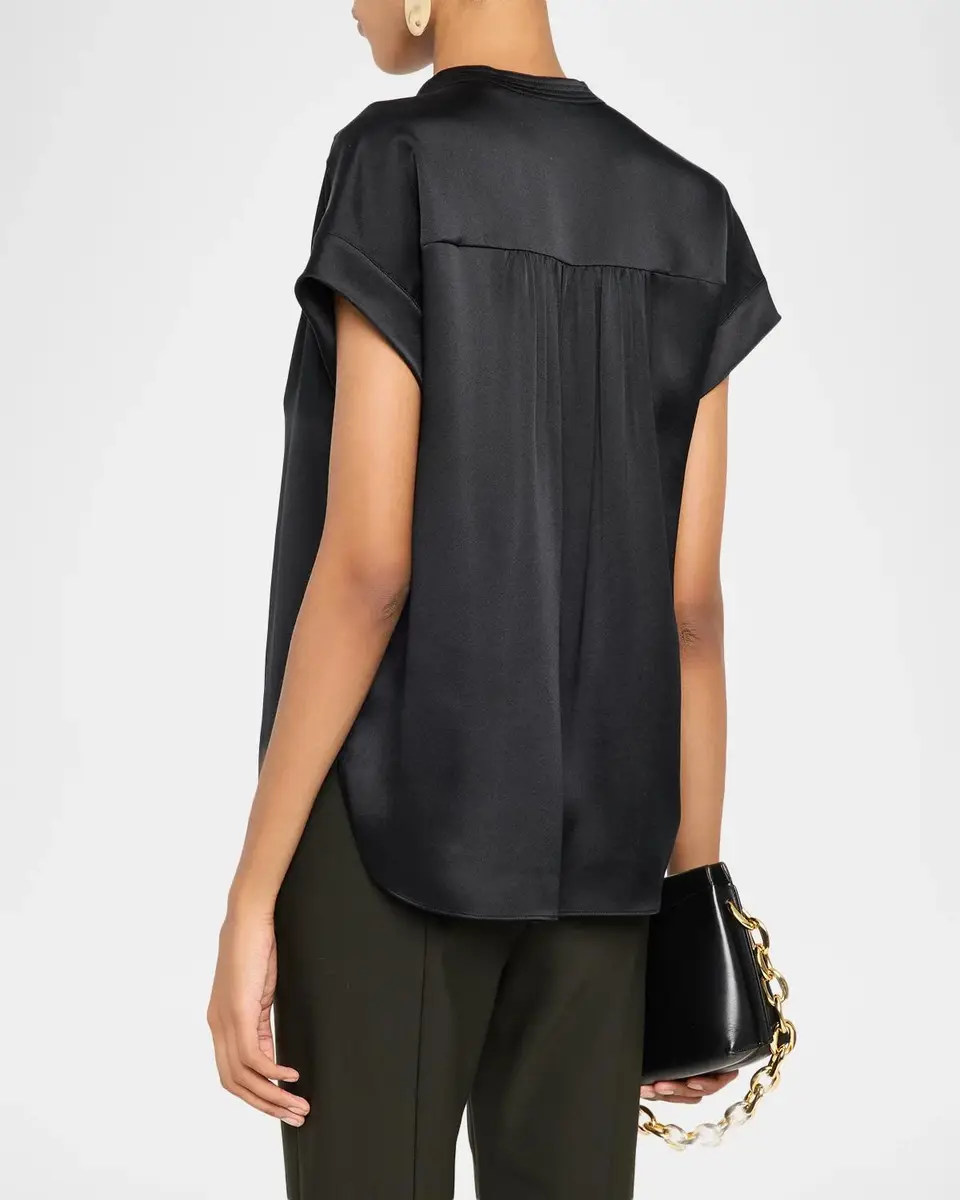 Vince Gathered Cap-Sleeve Silk Top | Thumbnail 3 Vince Gathered Cap-Sleeve Silk Top | Thumbnail 3