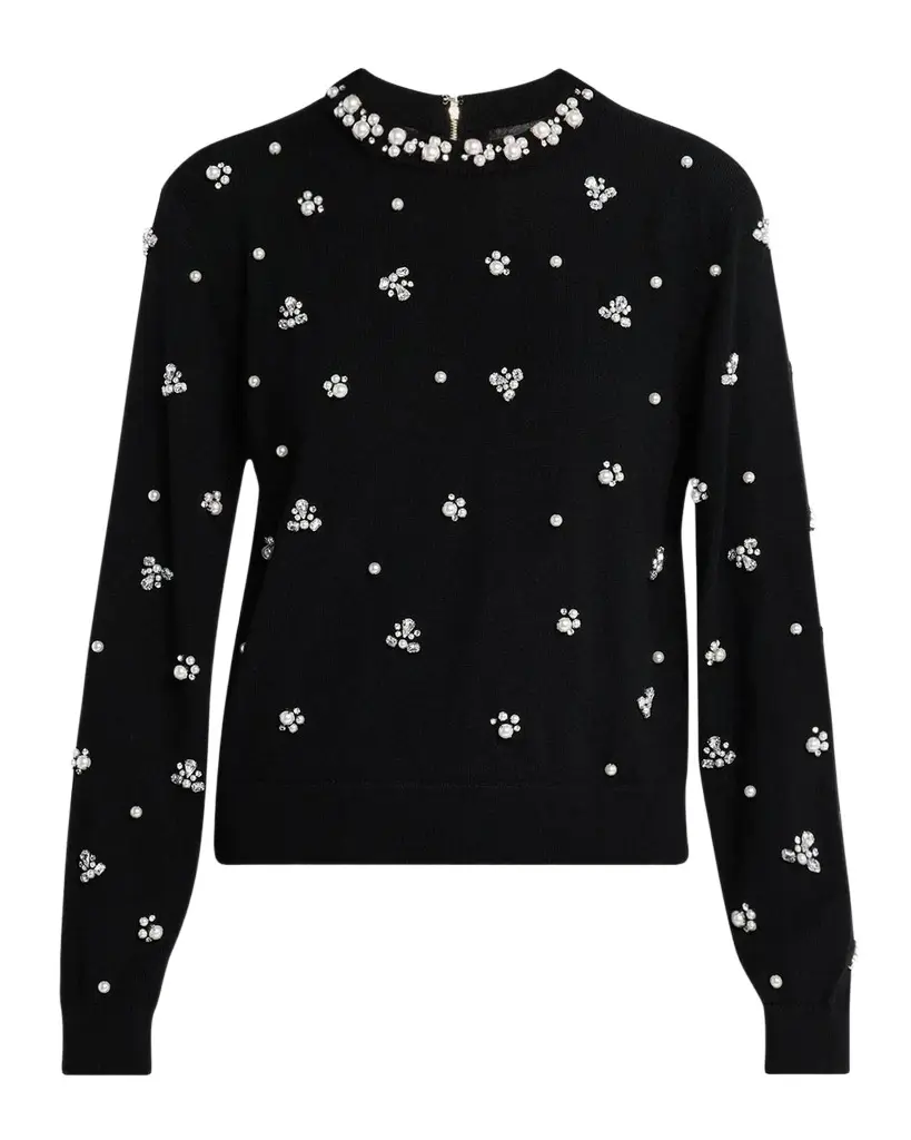 Alice + Olivia Carolee Embellished Crewneck Sweater