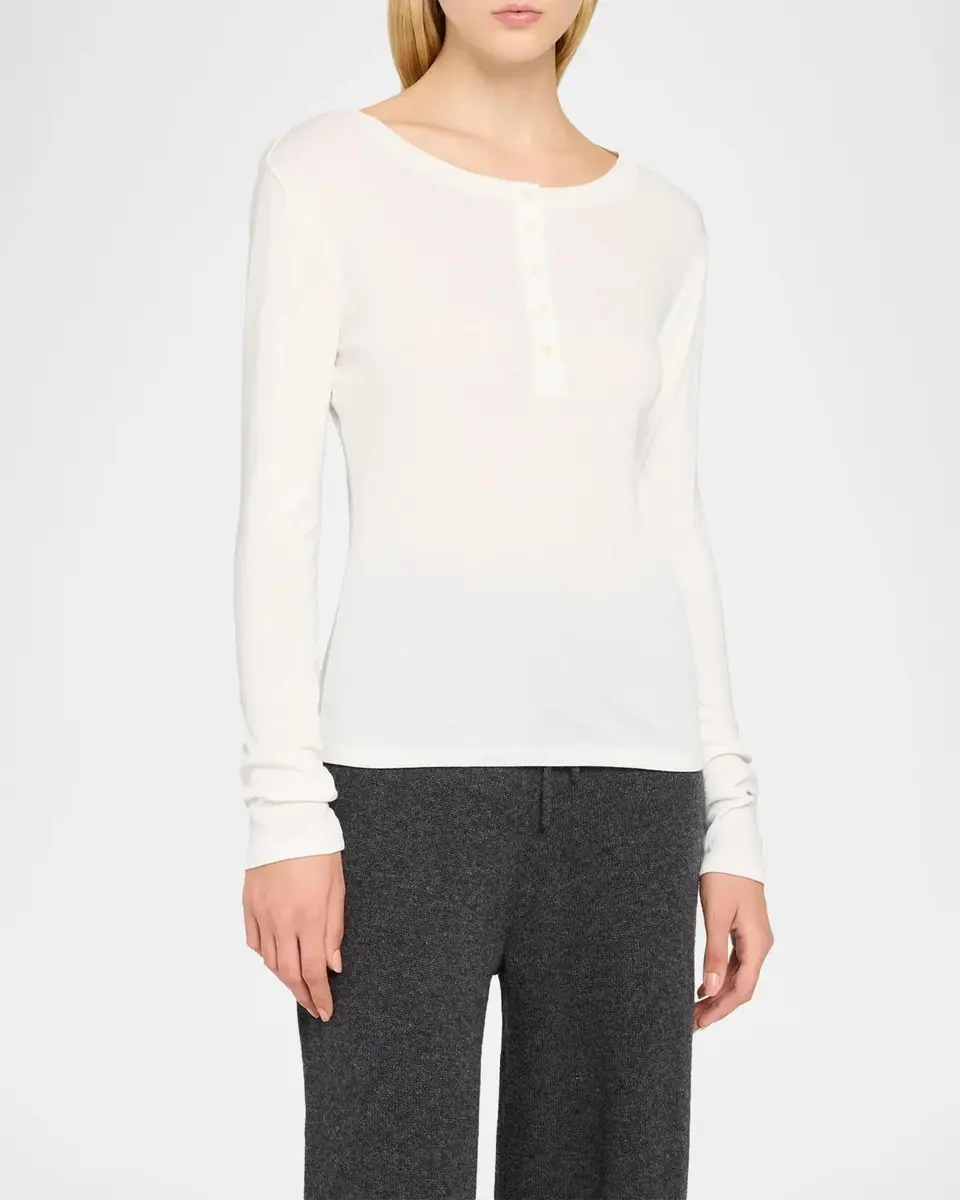 Theory Purl Henley Long-Sleeve T-Shirt | Thumbnail 4