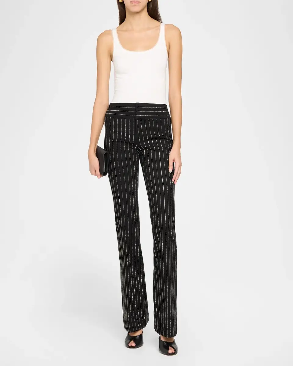 Alice + Olivia Hot Embelleshed Pinstripe Bootcut-Leg Jeans | Thumbnail 2 Alice + Olivia Hot Embelleshed Pinstripe Bootcut-Leg Jeans | Thumbnail 2