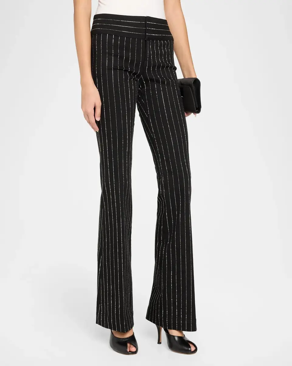 Alice + Olivia Hot Embelleshed Pinstripe Bootcut-Leg Jeans | Thumbnail 4 Alice + Olivia Hot Embelleshed Pinstripe Bootcut-Leg Jeans | Thumbnail 4