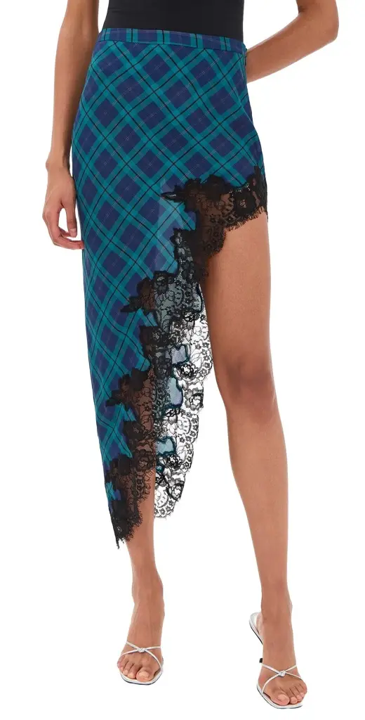 Fleur du Mal Tartan Asymmetrical Skirt