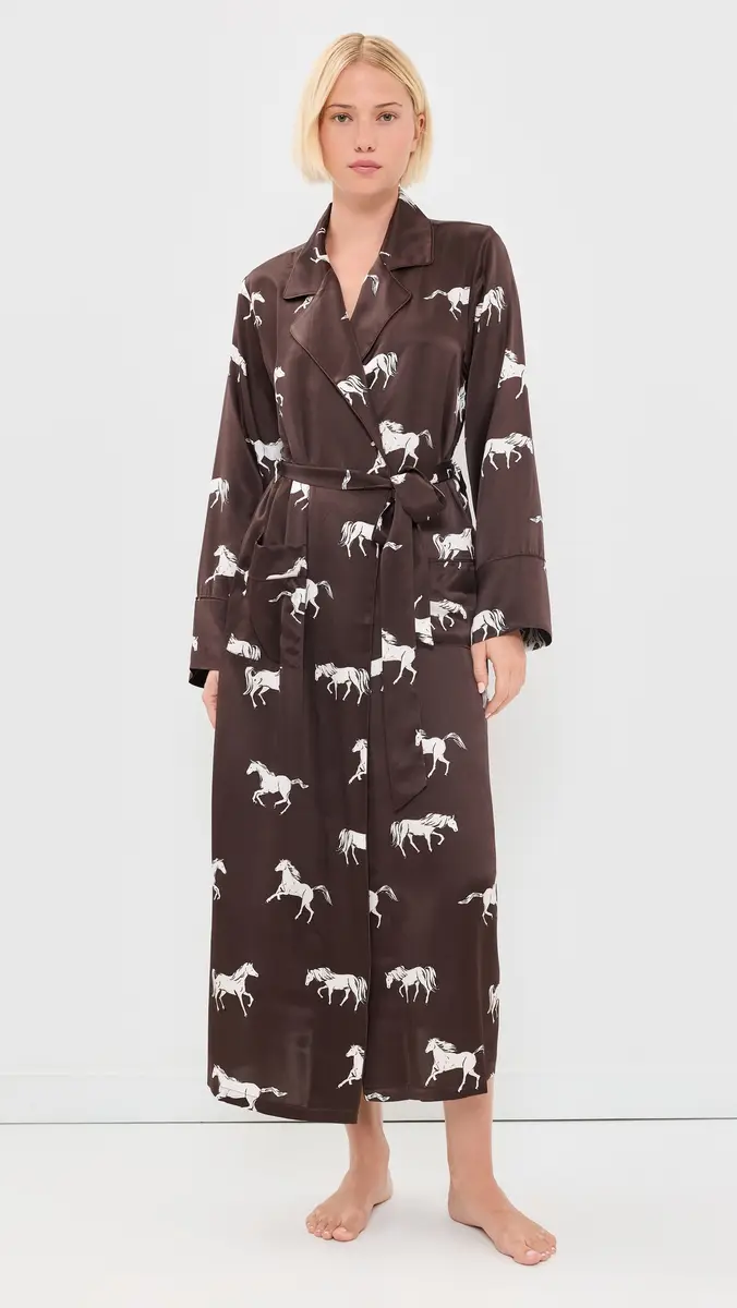 Petite Plume Highgrove Equestrian Silk Robe | Thumbnail 2 Petite Plume Highgrove Equestrian Silk Robe | Thumbnail 2