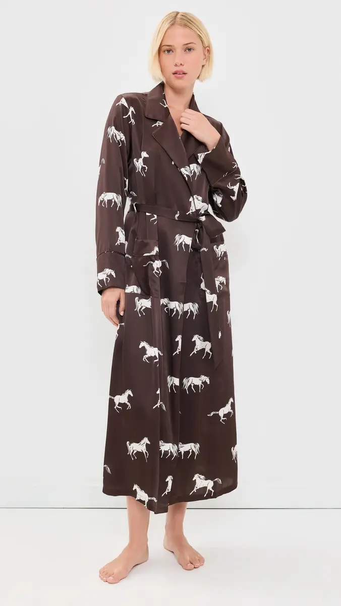 Petite Plume Highgrove Equestrian Silk Robe | Thumbnail 5 Petite Plume Highgrove Equestrian Silk Robe | Thumbnail 5