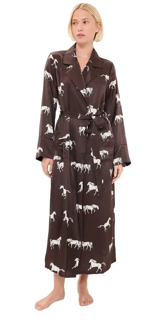 Petite Plume Highgrove Equestrian Silk Robe