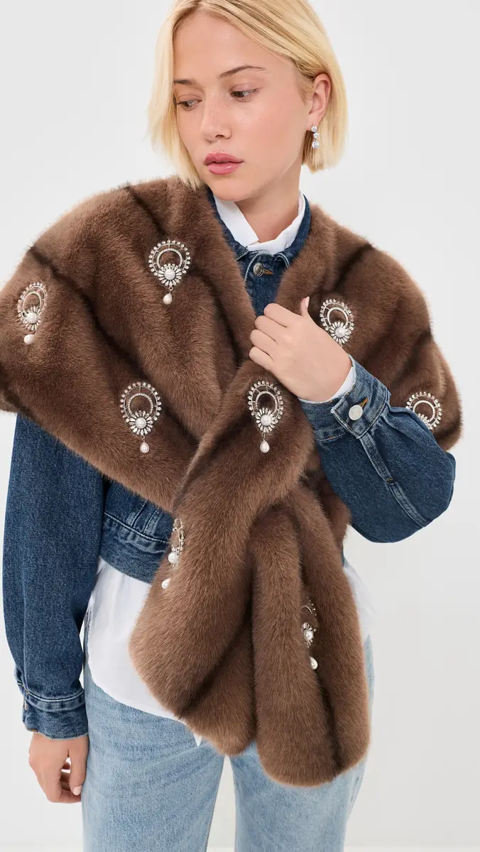 Cinq à Sept Pearl Drop Gianella Faux Fur Stole | Thumbnail 2 Cinq à Sept Pearl Drop Gianella Faux Fur Stole | Thumbnail 2