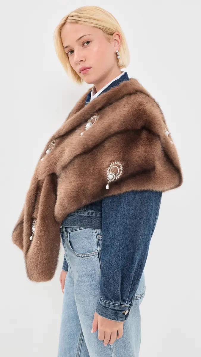 Cinq à Sept Pearl Drop Gianella Faux Fur Stole | Thumbnail 4 Cinq à Sept Pearl Drop Gianella Faux Fur Stole | Thumbnail 4