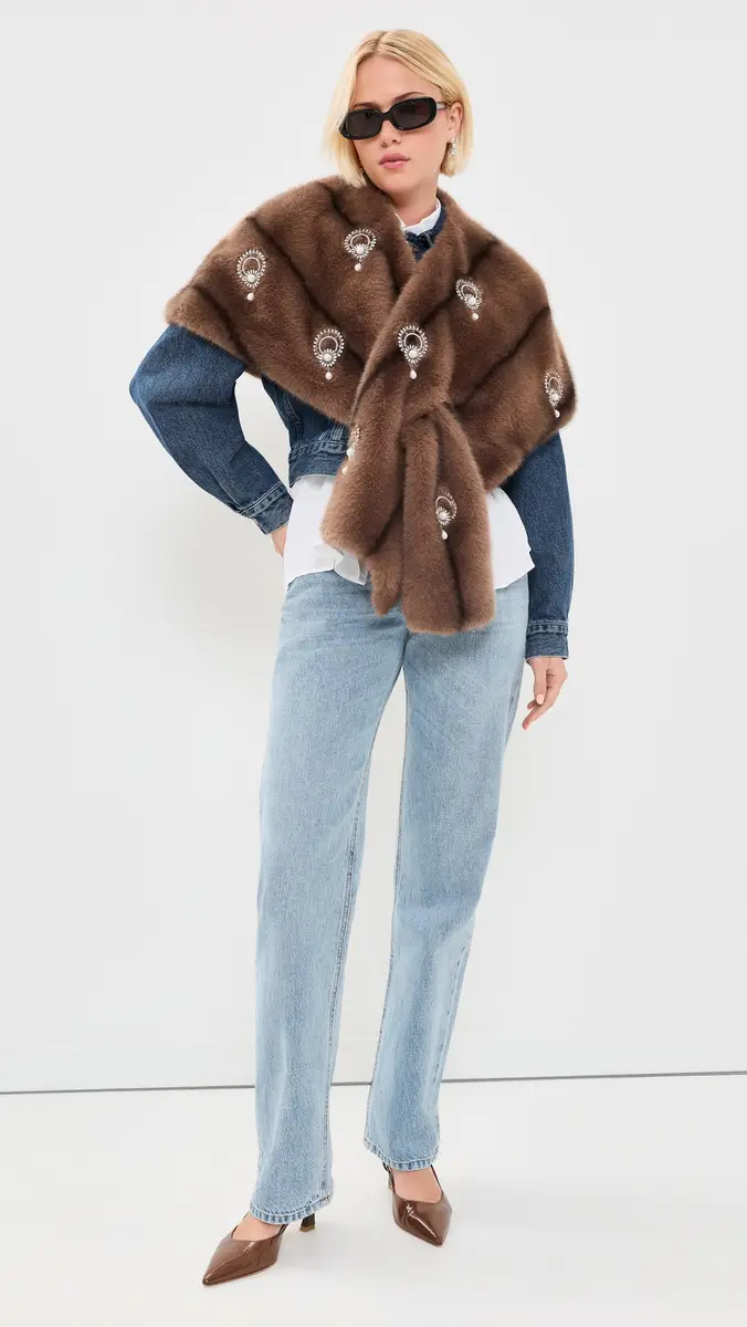 Cinq à Sept Pearl Drop Gianella Faux Fur Stole | Thumbnail 5 Cinq à Sept Pearl Drop Gianella Faux Fur Stole | Thumbnail 5