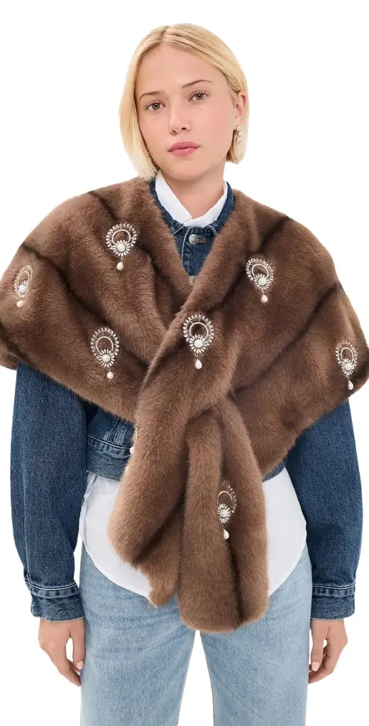 Pearl Drop Gianella Faux Fur Stole