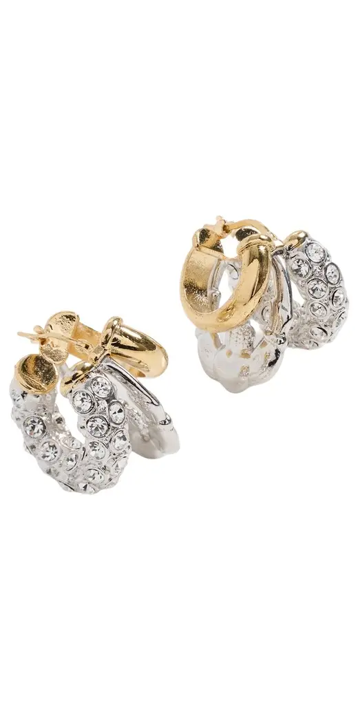 Simone Rocha Stacked Rhinestone Hoop Earrings