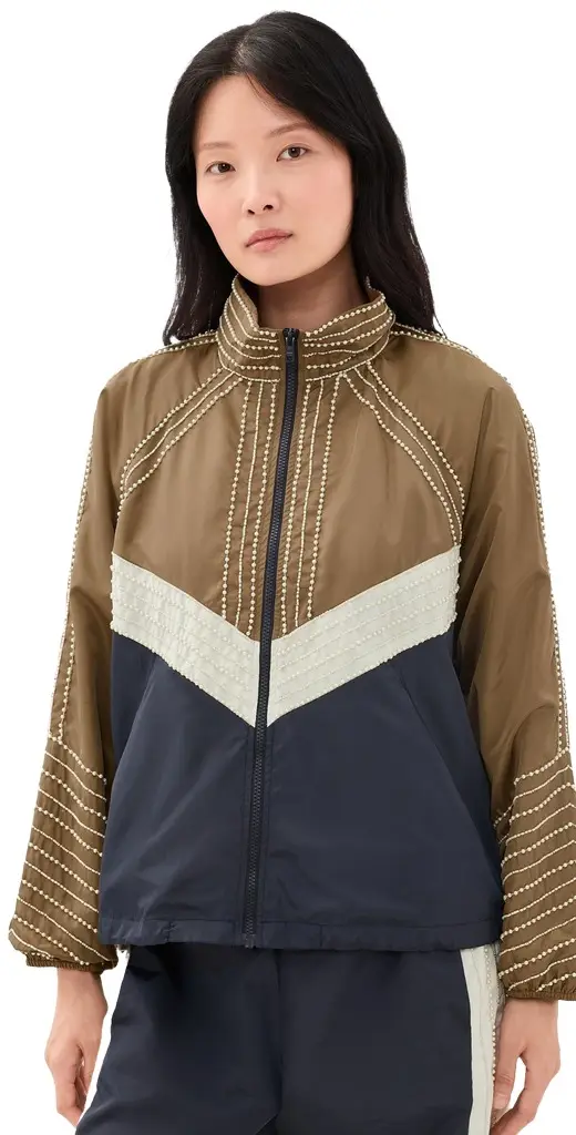 Sea Quinn Embroidered Beaded Windbreaker