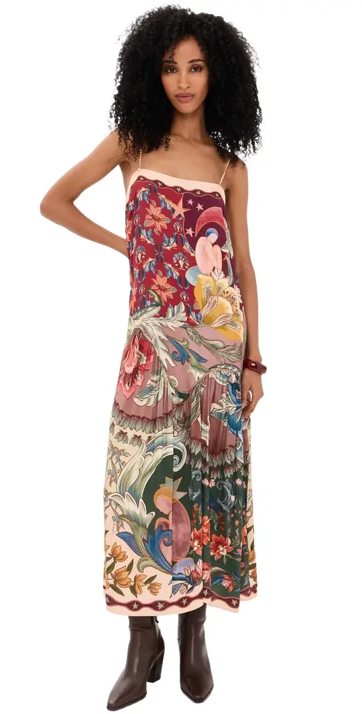 Farm Rio Lunar Boho Multicolor Sleeveless Maxi Dress