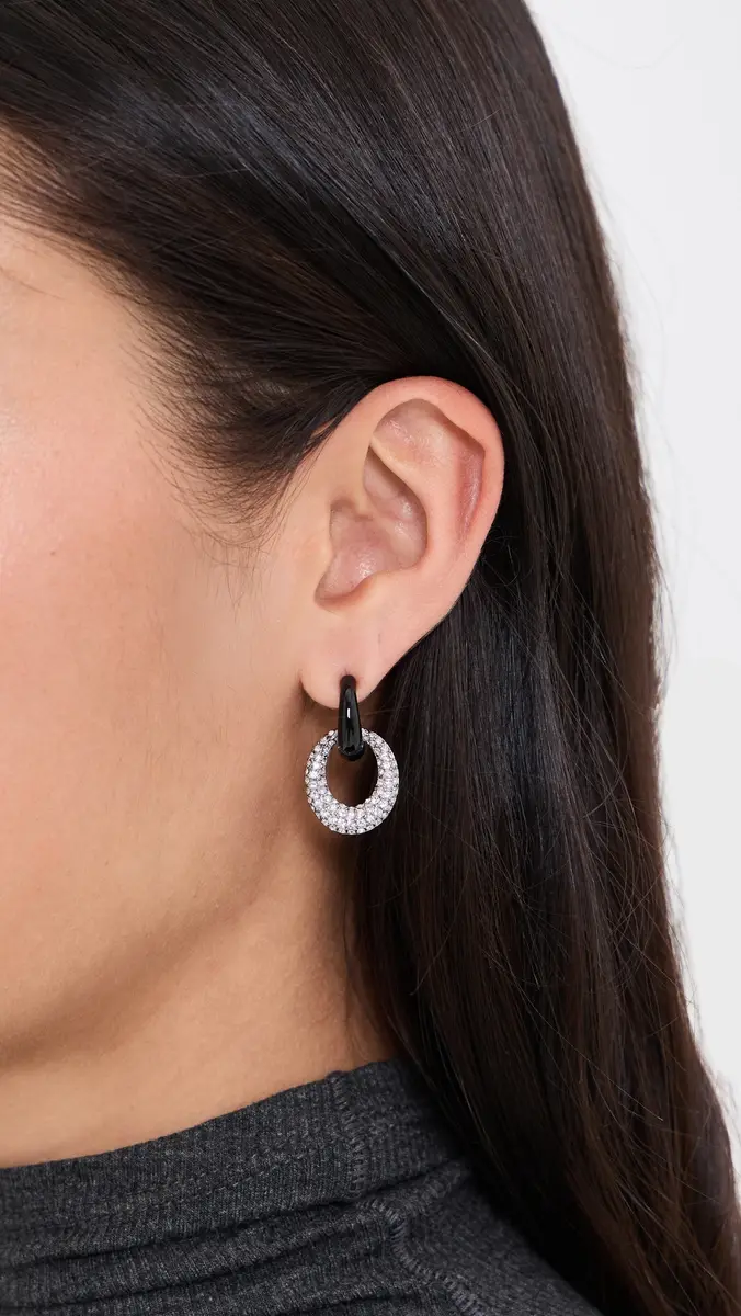 Tory Burch Pierced Pave Doorknocker Earrings | Thumbnail 3 Tory Burch Pierced Pave Doorknocker Earrings | Thumbnail 3