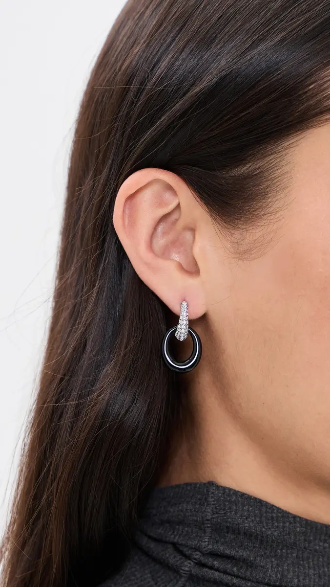 Tory Burch Pierced Pave Doorknocker Earrings | Thumbnail 4 Tory Burch Pierced Pave Doorknocker Earrings | Thumbnail 4