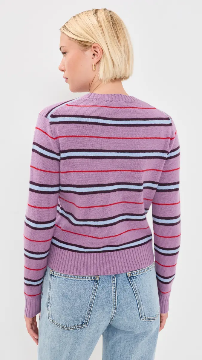 Madewell The Mila Crewneck In Soft Wool Antique Mauve Multi Stripe | Thumbnail 3