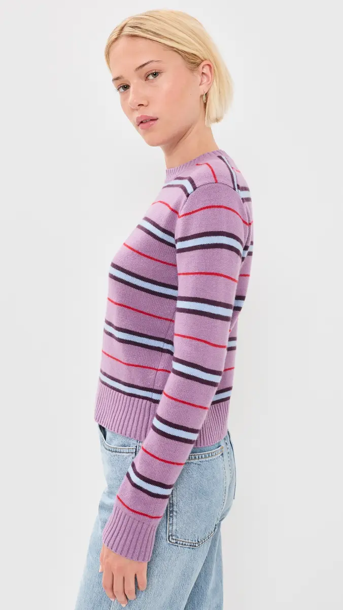 Madewell The Mila Crewneck In Soft Wool Antique Mauve Multi Stripe | Thumbnail 4
