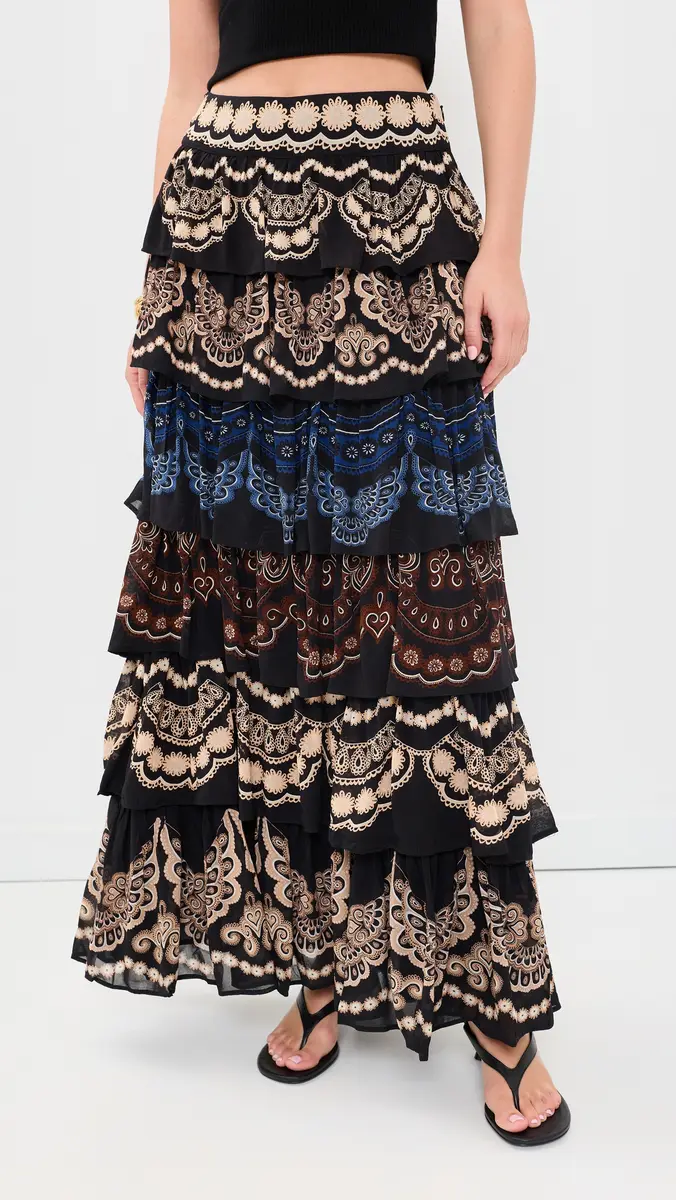 Farm Rio Nicole Ruffled Maxi Skirt | Thumbnail 2 Farm Rio Nicole Ruffled Maxi Skirt | Thumbnail 2