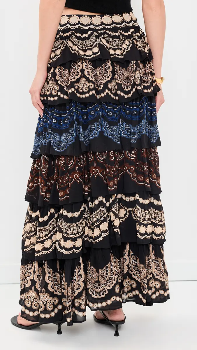Farm Rio Nicole Ruffled Maxi Skirt | Thumbnail 3 Farm Rio Nicole Ruffled Maxi Skirt | Thumbnail 3