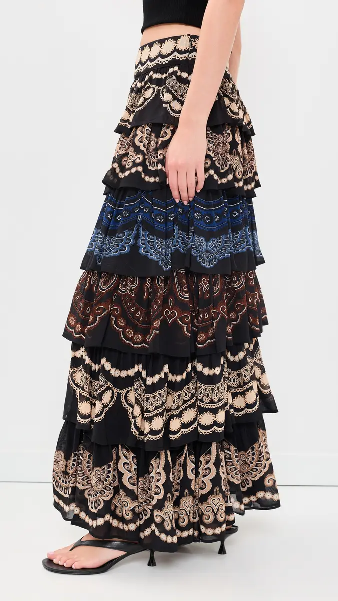 Farm Rio Nicole Ruffled Maxi Skirt | Thumbnail 4 Farm Rio Nicole Ruffled Maxi Skirt | Thumbnail 4