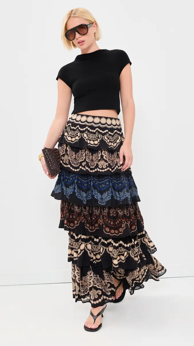Farm Rio Nicole Ruffled Maxi Skirt | Thumbnail 5 Farm Rio Nicole Ruffled Maxi Skirt | Thumbnail 5