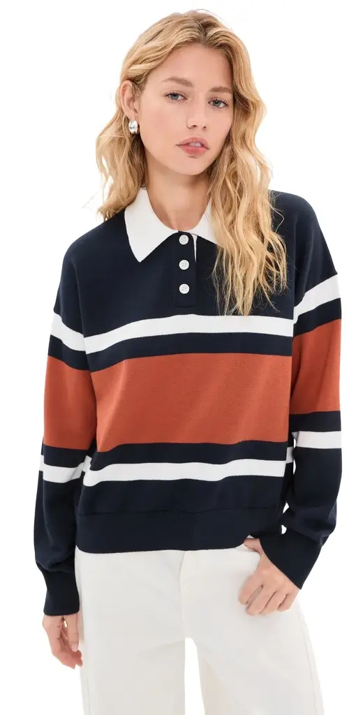 State & Lake Cameron Cotton Cashmere Polo Sweater