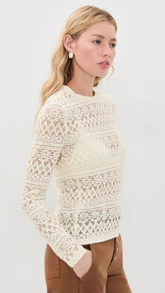 Madewell Jacquard Lace Long Sleeve Top | Thumbnail 4 Madewell Jacquard Lace Long Sleeve Top | Thumbnail 4