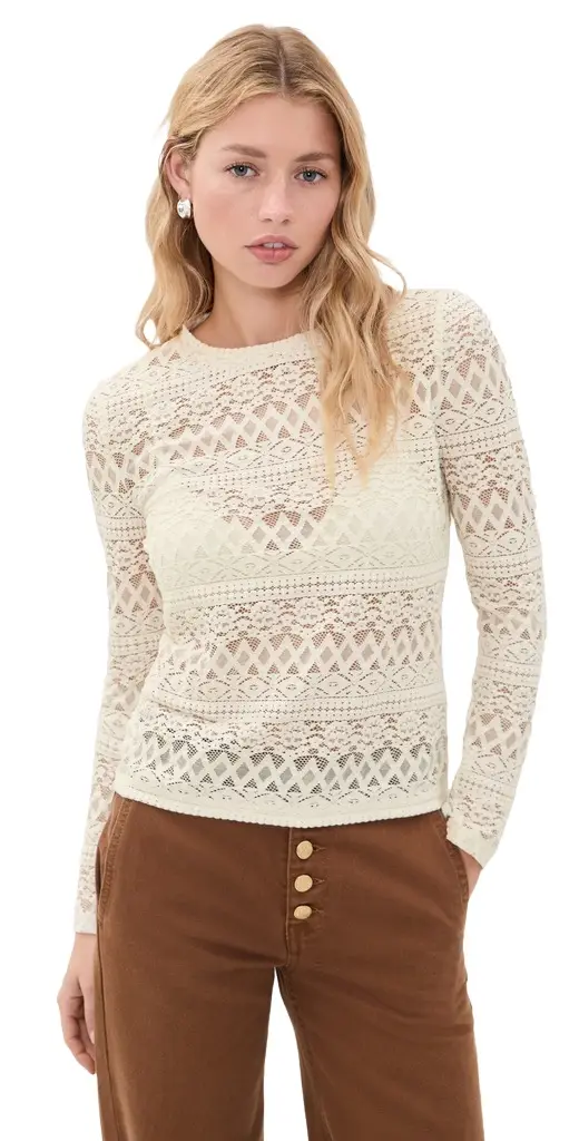 Madewell Jacquard Lace Long Sleeve Top