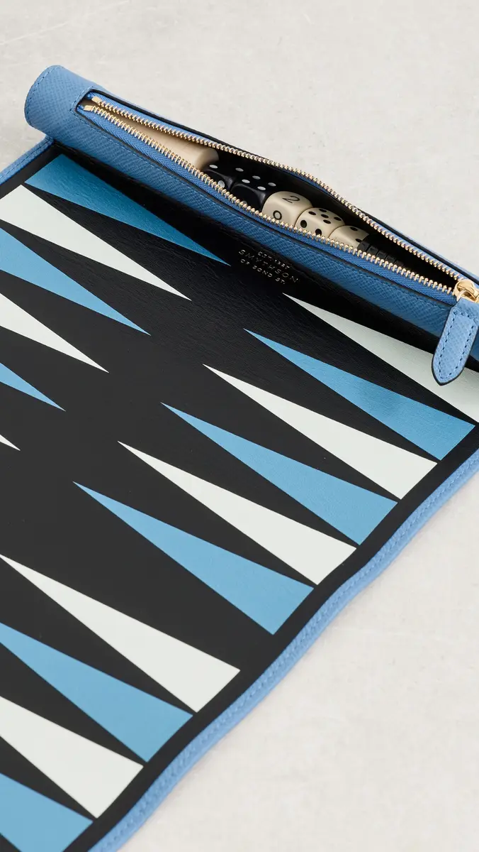 Smythson Backgammon Roll Travel Set Nile Blue | Thumbnail 5 Smythson Backgammon Roll Travel Set Nile Blue | Thumbnail 5