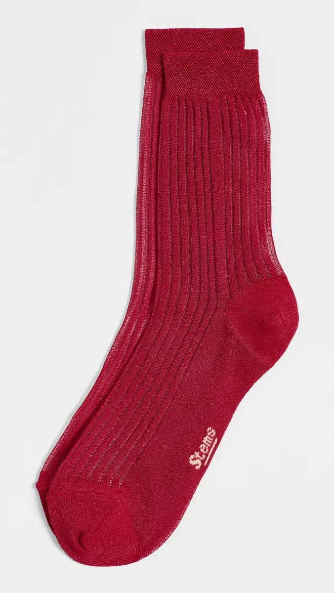 Stems Fine Ribbed Metallic Crew Socks | Thumbnail 2 Stems Fine Ribbed Metallic Crew Socks | Thumbnail 2