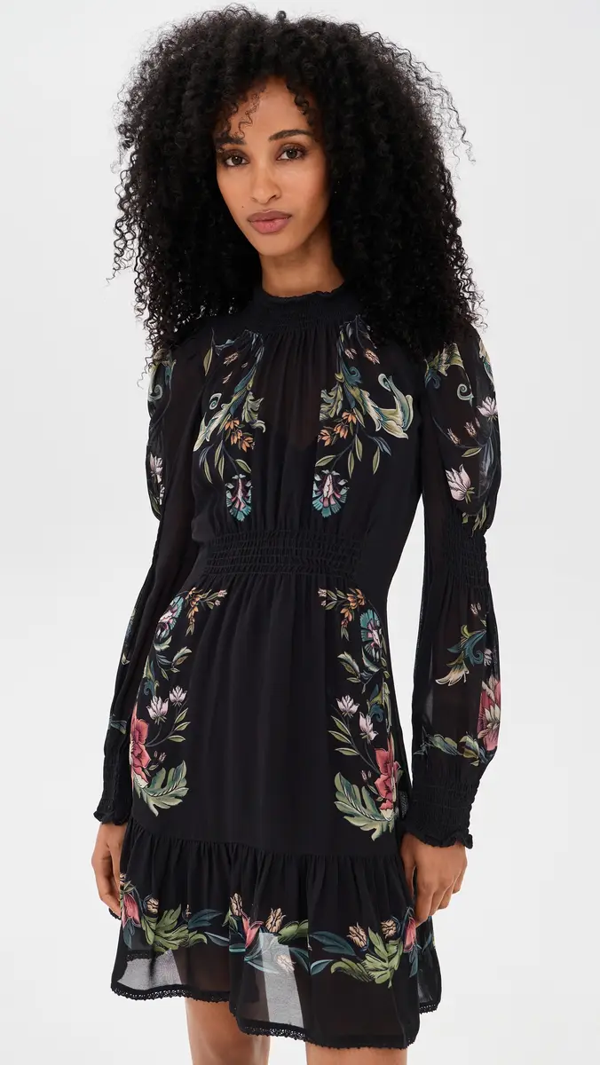 Farm Rio Natalia Black Mini Dress | Thumbnail 2 Farm Rio Natalia Black Mini Dress | Thumbnail 2