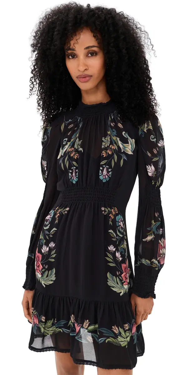 Farm Rio Natalia Black Mini Dress