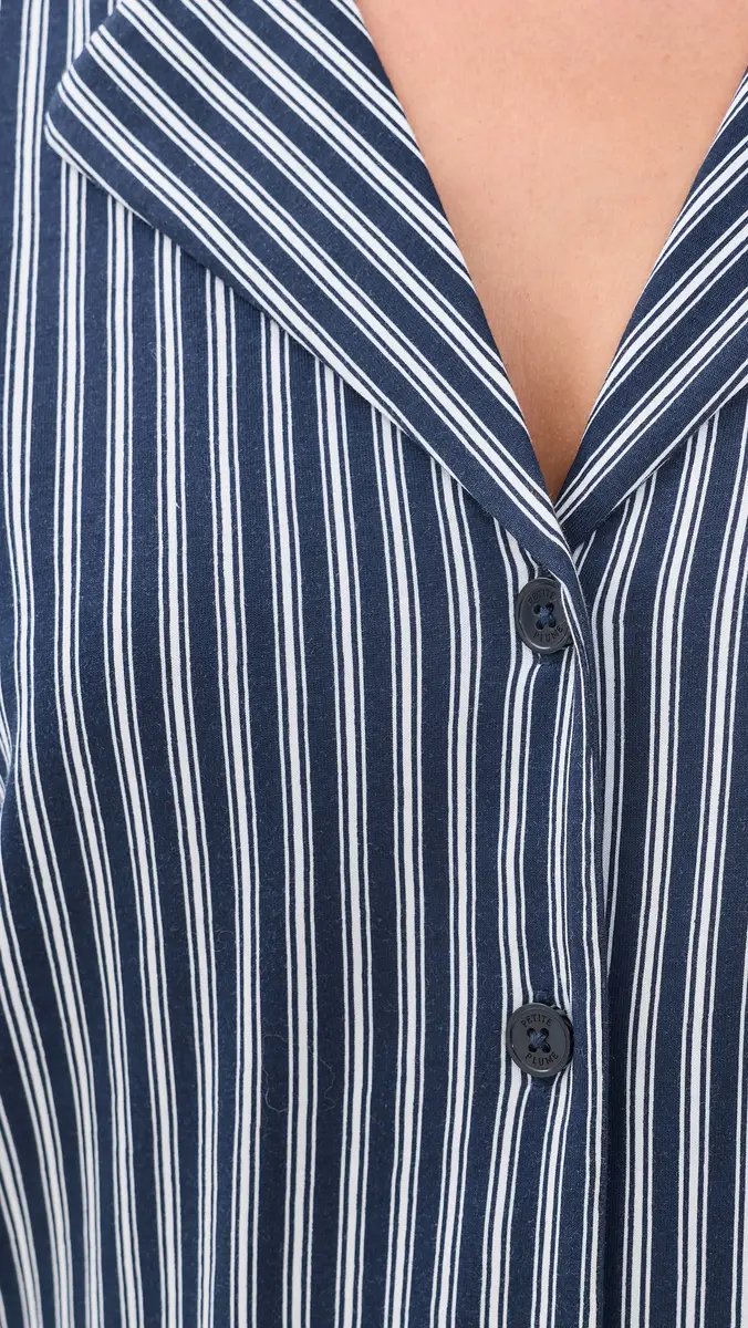 Petite Plume Olivia Wide Leg Pajama Set In Admiral Ticking Navy | Thumbnail 6 Petite Plume Olivia Wide Leg Pajama Set In Admiral Ticking Navy | Thumbnail 6